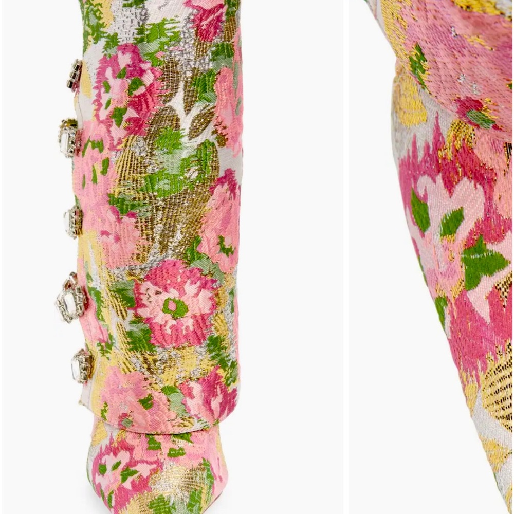 New AZALEA WANG Tilley Floral Jacquard Pointed Toe Bootie - Picture 5 of 17